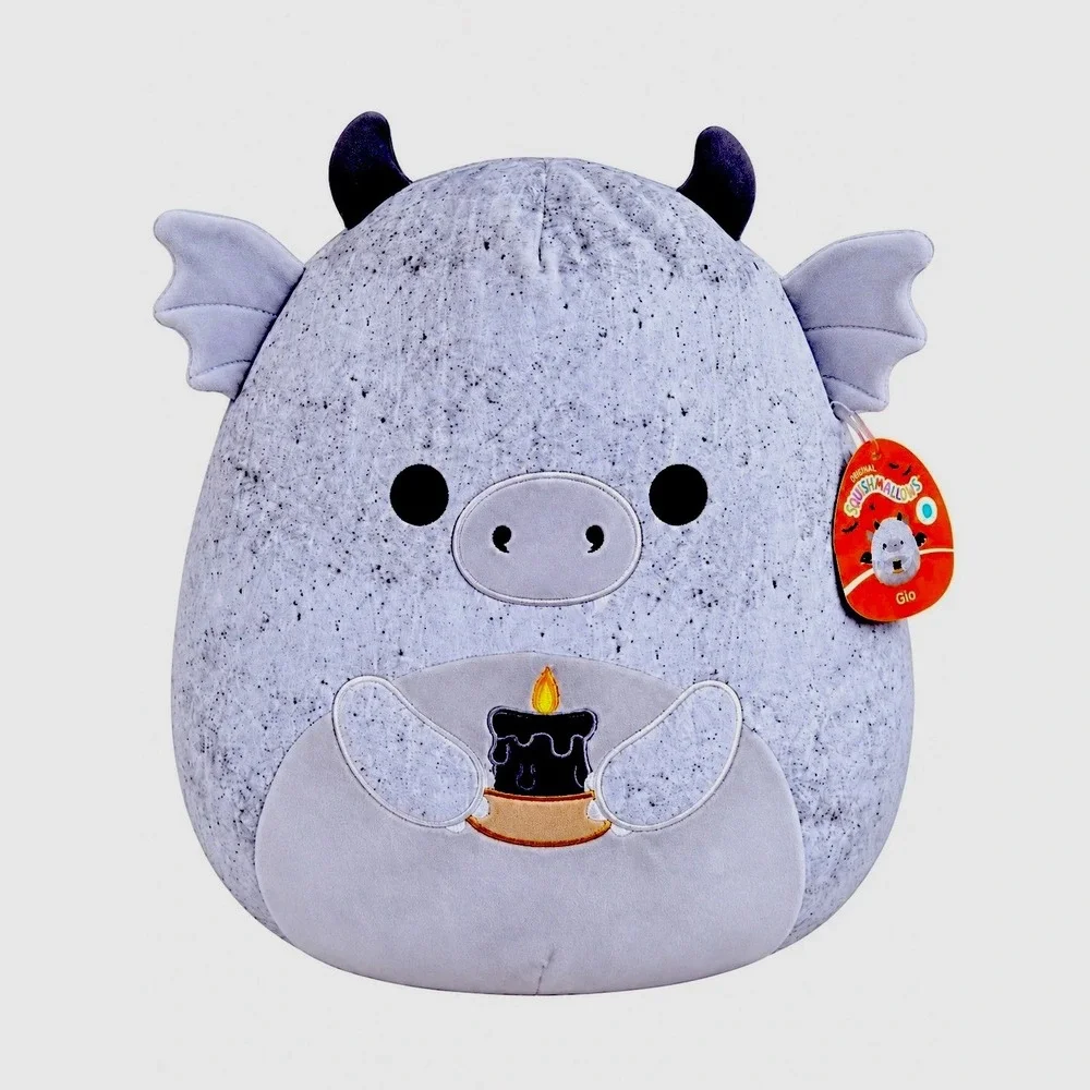 Squishmallows GIO the Gargoyle 16 Inch Halloween Plush Grey holding Candle NWT